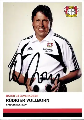 Sammelbild Torwart-Trainer Rüdiger Vollborn, Bayer Leverkusen, Autogramm