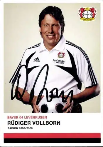 Sammelbild Torwart-Trainer Rüdiger Vollborn, Bayer Leverkusen, Autogramm