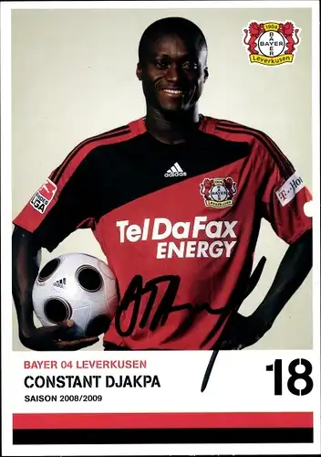Sammelbild Fußballspieler Constant Djakpa, Bayer Leverkusen, Autogramm