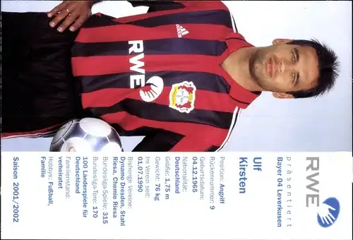 Sammelbild Fußballspieler Ulf Kirsten, Bayer Leverkusen, Autogramm