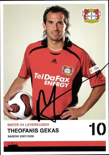 Sammelbild Fußballspieler Theofanis Gekas, Bayer Leverkusen, Autogramm