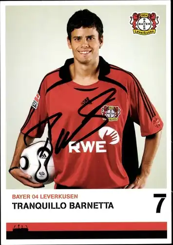 Sammelbild Fußballspieler Tranquillo Barnetta, Bayer Leverkusen, Autogramm