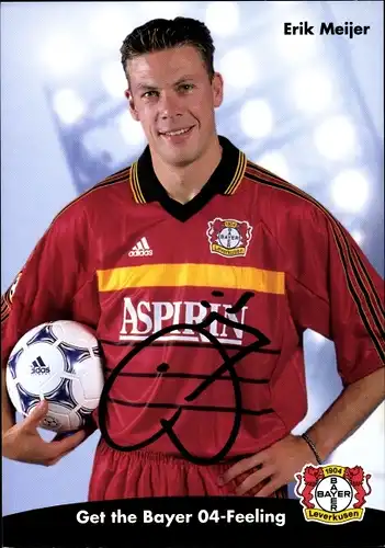 Sammelbild Fußballspieler Erik Meijer, Bayer Leverkusen, Autogramm