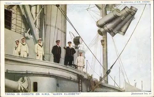 Ak Britisches Kriegsschiff, HMS Queen Elizabeth, Dreadnought, Britain Prepared, Seeleute