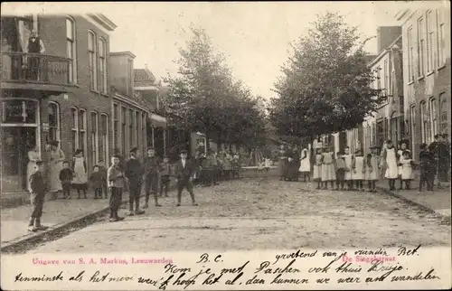 Ak Leeuwarden Friesland Niederlande, De Singelstraat