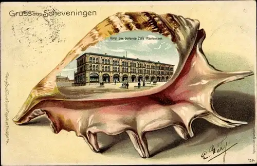 Muschel Litho Scheveningen Den Haag Südholland, Hotel des Galeries, Café, Restaurant