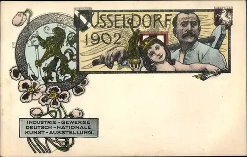 Litho Düsseldorf, Industrie- Gewerbe- u. Deutschnationale Kunstausstellung 1902, Arbeiter mit Hammer