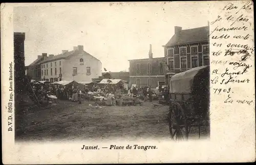 Ak Jumet Charleroi Wallonien Hennegau, Place de Tongres, marché