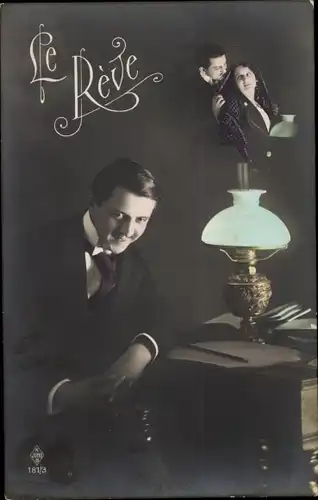 Ak Le Rève, Mann am Schreibtisch, Liebespaar