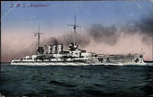 Ak Deutsches Kriegsschiff, SMS Helgoland, Linienschiff, Kaiserliche Marine
