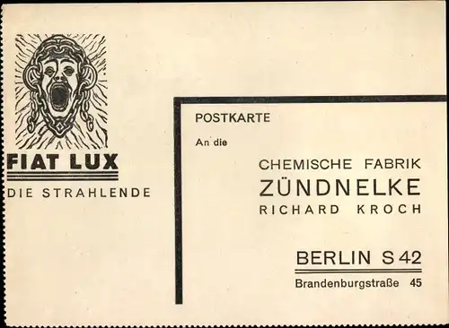 Ak Berlin Kreuzberg, Reklame, Chemische Fabrik Zündnelke, Richard Kroch, Fiat Lux