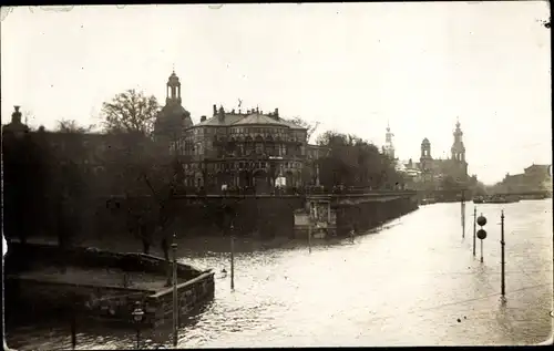 Foto Ak Dresden Zentrum Altstadt, Hochwasser 1915, Belvedere