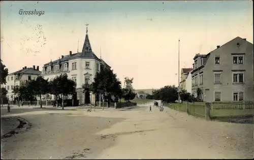 Ak Dresden Prohlis Großluga, Straßenpartie am Gasthof