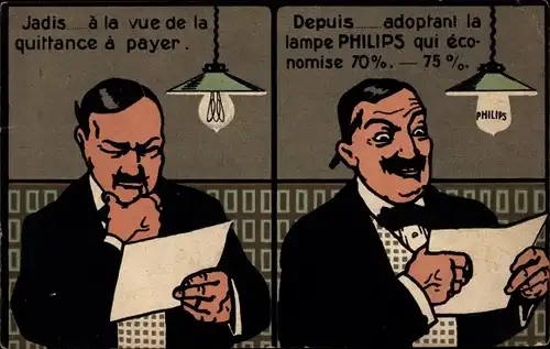 Ak Lampe Philips, Economie 75%, Reklame, Glühlampe