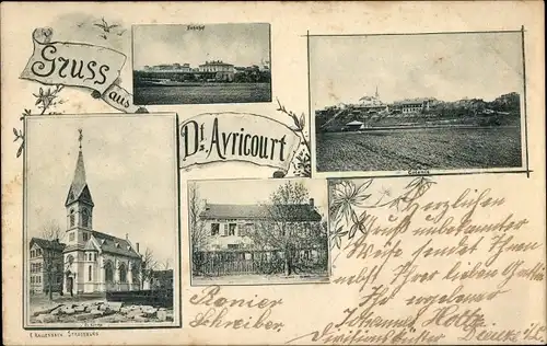 Ak Avricourt Allemand Deutsch Avricourt Meurthe et Moselle, Kirche, Bahnhof, Panorama