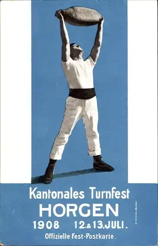 Ak Horgen Kanton Zürich, Kantonales Turnfest 1908, Gewichtheber