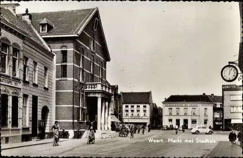 Ak Weert Limburg Niederlande, Markt met Stadhuis