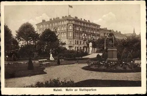 Ak Malmö Schweden, Motiv av Slottsparken