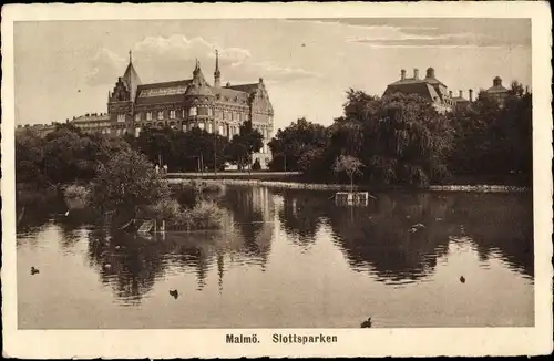 Ak Malmö Schweden, Motiv av Slottsparken
