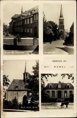 Ak Wamel West Maas en Waal Gelderland, Huize St. Henricus, Dorpstraat, Ned. Herv. Kerk, Lakenburg