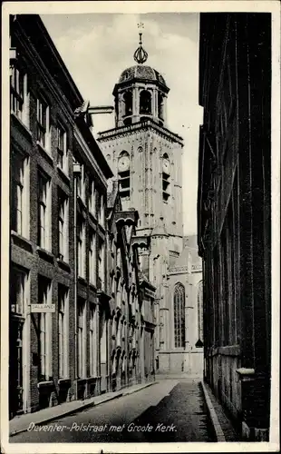 Ak Deventer Overijssel Niederlande, Polstraat met Groote Kerk