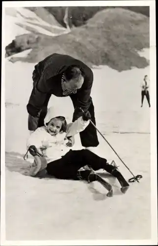 Ak Prinzessin Margriet der Niederlande beim Skifahren in St. Anton, 1949