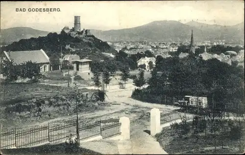 Ak Bad Godesberg Bonn Rhein, Panorama mit Godesburg