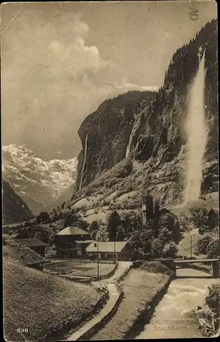 Ak Lauterbrunnen Kanton Bern, Staubbach, Wasserfall