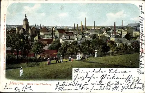 Ak Meerane in Sachsen, Stadt vom Pfarrberg aus