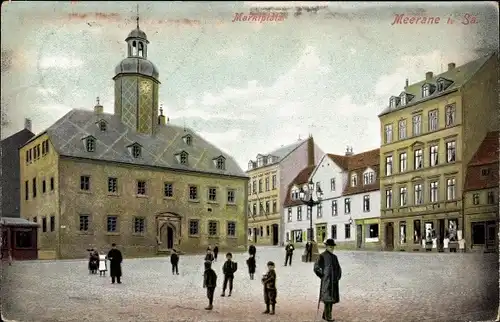 Ak Meerane in Sachsen, Marktplatz, Rathaus
