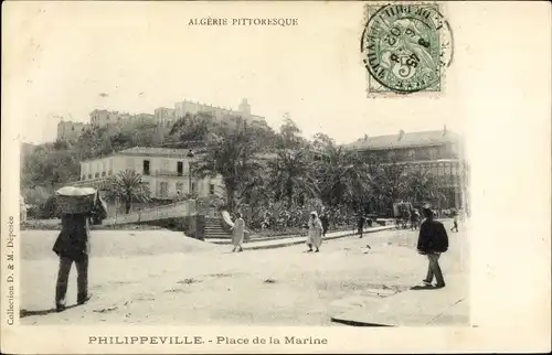 Ak Philippeville Skikda Algerien, Place de la Marine