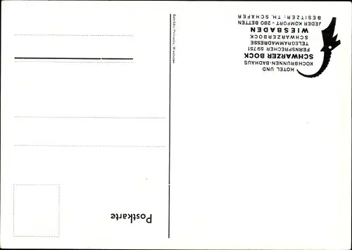 Ak Wiesbaden in Hessen, Hotel und Kochbrunnen Badhaus Schwarzer Bock, Bes. Th. Schäfer