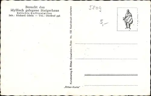 Ak Tambach Dietharz in Thüringen, Steigerhaus, Terrasse