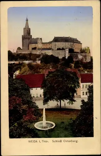 Ak Weida in Thüringen, Schloss Osterburg, Brunnen