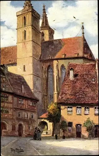 Künstler Ak Rothenburg ob der Tauber Mittelfranken, Kirchenplatz, Jakobskirche