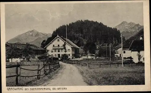 Ak Graswang Ettal Oberbayern, Teilansicht