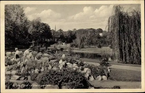 Ak Bitterfeld in Sachsen Anhalt, Steingarten