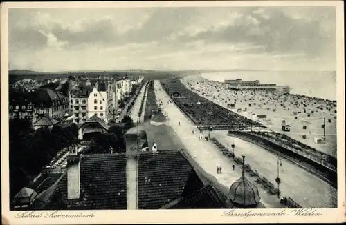 Ak Świnoujście Swinemünde Pommern, Strandpromenade, Westen
