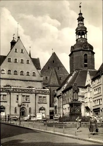 Ak Lutherstadt Eisleben, Rathaus und Lutherdenkmal