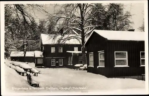 Ak Tambach Dietharz im Thüringer Wald, Steigerhaus, Winter