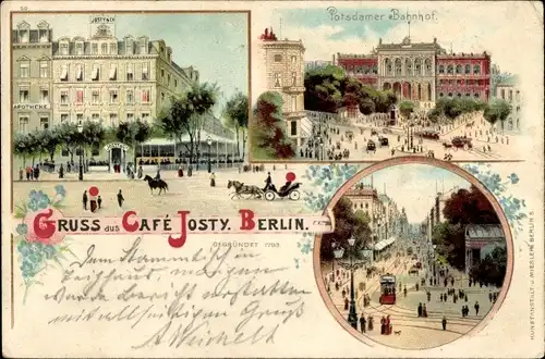 Litho Berlin, Potsdamer Bahnhof, Stadtpartien, Cafe Josty