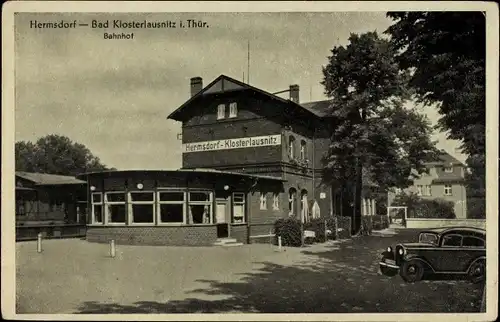 Ak Hermsdorf Thüringen, Bahnhof Hermsdorf Klosterlausnitz, Auto