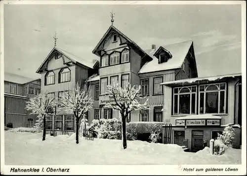 Ak Hahnenklee Bockswiese Goslar im Harz, Hotel zum goldenen Löwen