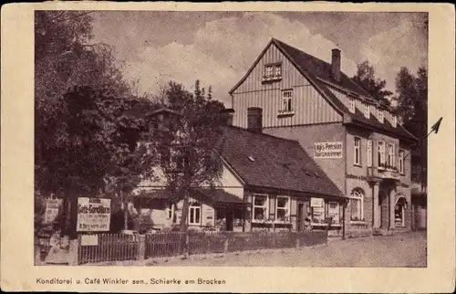 Ak Schierke Wernigerode im Harz, Pension, Cafe und Koditorei