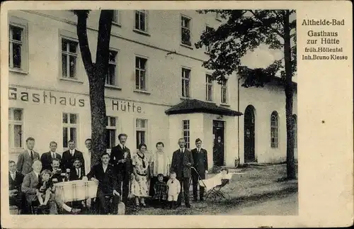 Ak Polanica Zdrój Bad Altheide Schlesien, Gasthaus zur Hütte, früh. Höllental