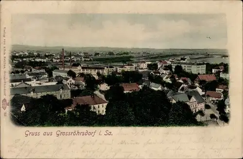 Ak Großröhrsdorf im Kreis Bautzen, Blick auf Ortschaft und Umgebung