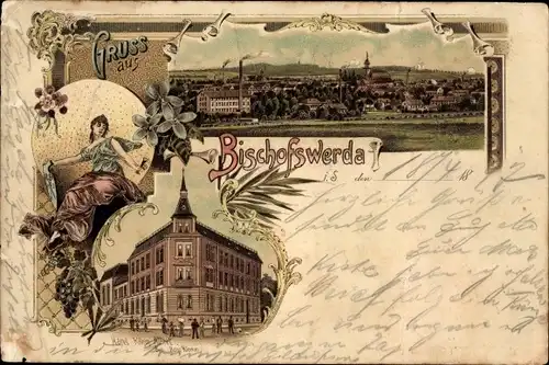 Litho Bischofswerda in Sachsen, Hotel König Albert, Totalansicht