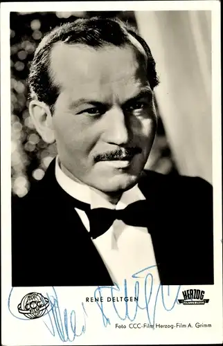 Ak Schauspieler René Deltgen, Portrait, Hotel Adlon, Autogramm