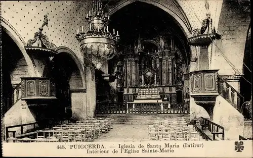 Ak Puigcerda Katalonien, Iglesia de Santa Maria (Interior)