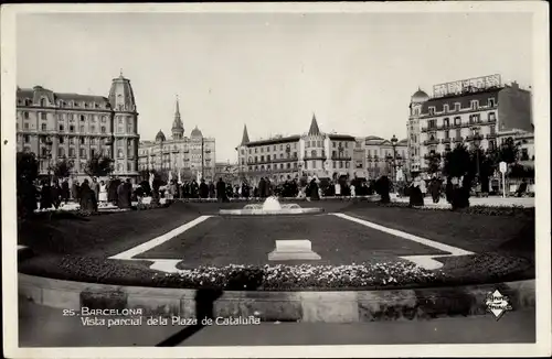 Ak Barcelona Katalonien Spanien, Plaza de Cataluña, Plaça de Catalunya, Vista parcial